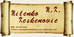 Milenko Keskenović vizit kartica